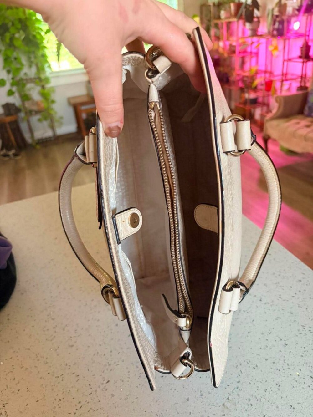 Kate Spade New York White Floral Cutout Satchel Handbag - Picture 5 of 6